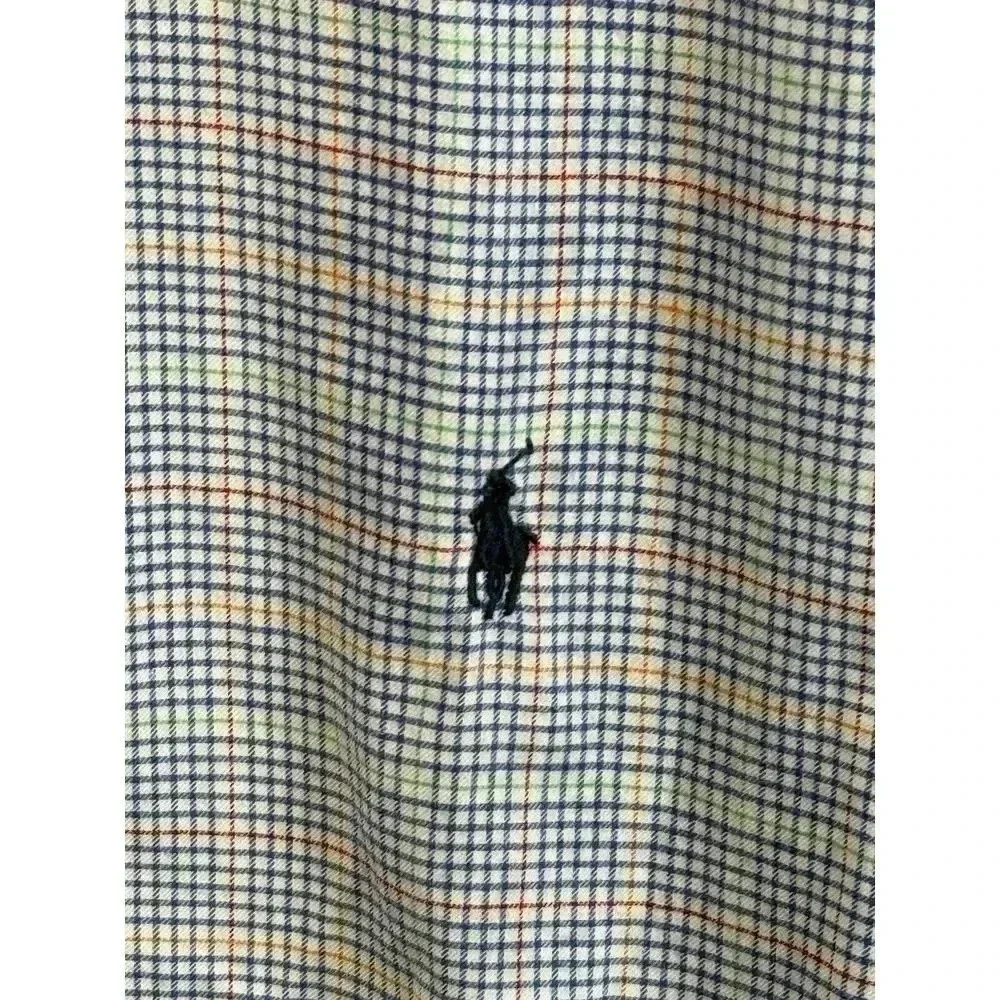 Polo Ralph Lauren Men's Sz Large Blue Plaid Long Sleeve Cotton Button Up Shirt‎